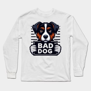 Bad Dog Illustrated Mug Shot Long Sleeve T-Shirt